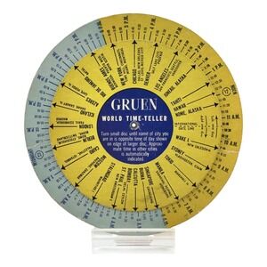 Gruen World Time-Teller Cardboard Rotating Calculator 1940s Pan Am LeBolt & Co